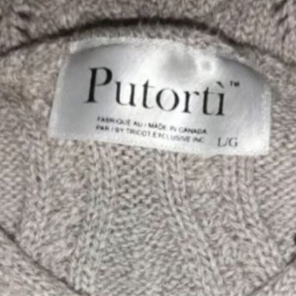PUTORTI sweater with cable design, cream colored in size Large - Picture 1 of 1